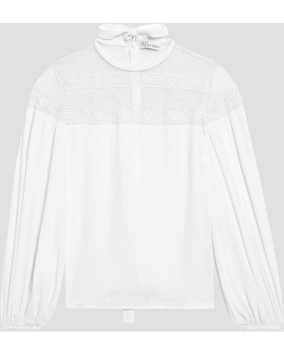 RED Valentino Lace-paneled Crepe Blouse - White