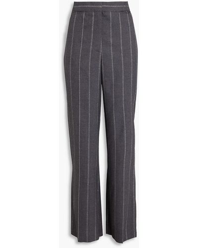 Stella McCartney Metallic Striped Wool-blend Twill Straight-leg Trousers - Grey