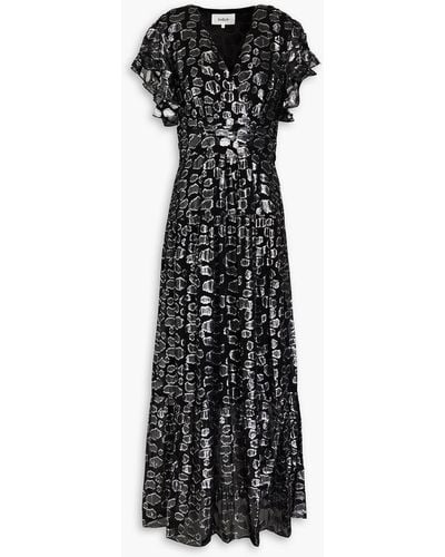Ba&sh Gemma Metallic Fil Coupe Silk-blend Chiffon Maxi Dress - Black