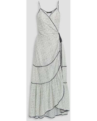 ViX Margot Tiered Printed Voile Maxi Wrap Dress - White