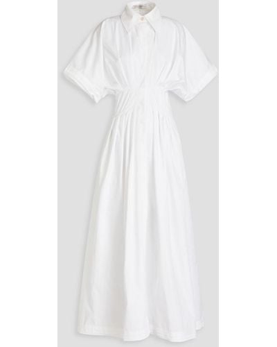 Palmer//Harding Pleated Cotton-poplin Maxi Shirt Dress - White