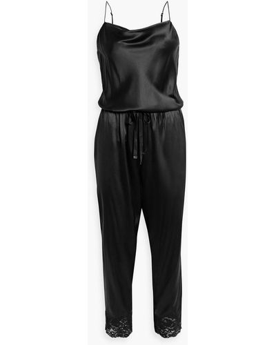 Cami NYC Laresa Lace-trimmed Silk-blend Satin Jumpsuit - Black