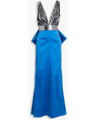 Sachin & Babi Topanga robe aus duchesse-satin mit kristallverzierung - Blau