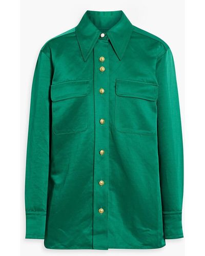 Wales Bonner Capleton Linen-blend Satin Shirt Jacket - Green