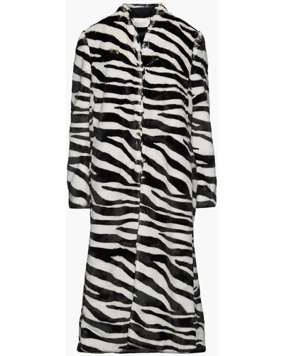Michelle Mason Zebra-print Faux Fur Coat - Black