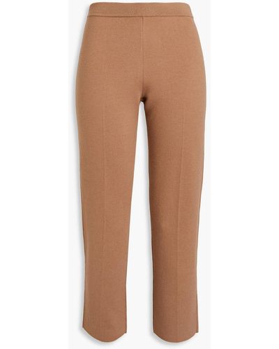 Theory Cropped Merino Wool-blend Tapered Trousers - Brown