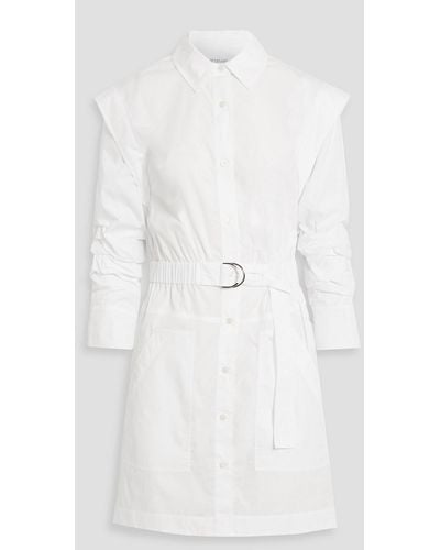 10 Crosby Derek Lam Hadley Ruched Cotton-poplin Mini Shirt Dress - White