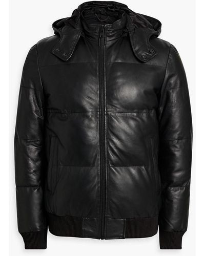 Muubaa Quilted Leather Hooded Jacket - Black