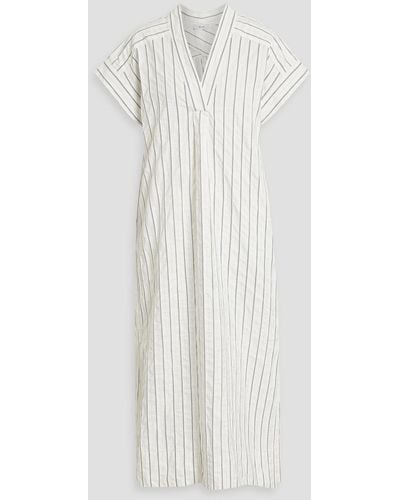 Iris & Ink Dolly Striped Cotton-seersucker Midi Dress - White