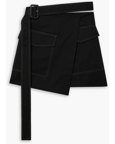 Helmut Lang Trench Belted Wrap-effect Cotton-blend Mini Skirt - Black