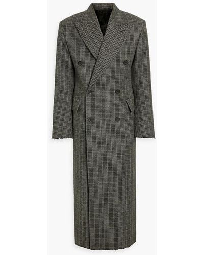 Balenciaga Double-breasted Checked Wool-tweed Coat - Gray