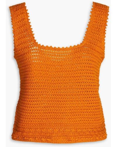 Vince Crocheted Cotton Top - Orange