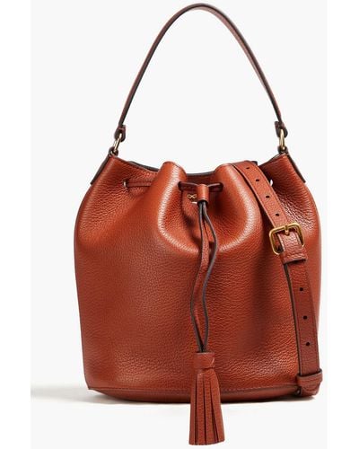 Anya Hindmarch Vaughan Pebbled-leather Bucket Bag - Red