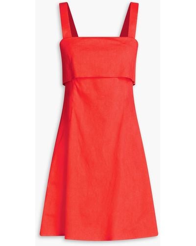 Theory Draped Linen-blend Mini Dress - Red