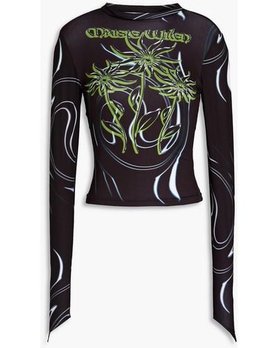 Maisie Wilen Printed Stretch-jersey Top - Black