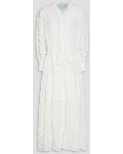 Melissa Odabash Dahlia Corded-lace Panelled Tiered Fil Coupé Midi Dress - White