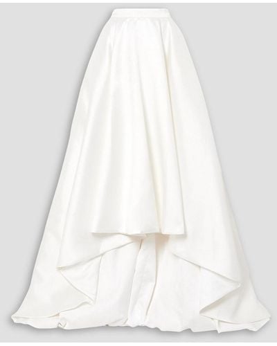 Halfpenny London Robin Asymmetric Pleated Duchesse-satin Maxi Skirt - White