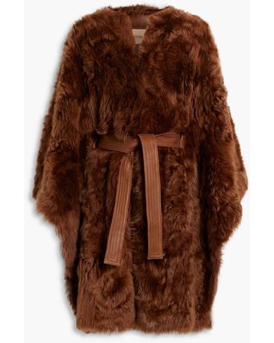 Yves Salomon Leather-trimmed Shearling Cape - Brown