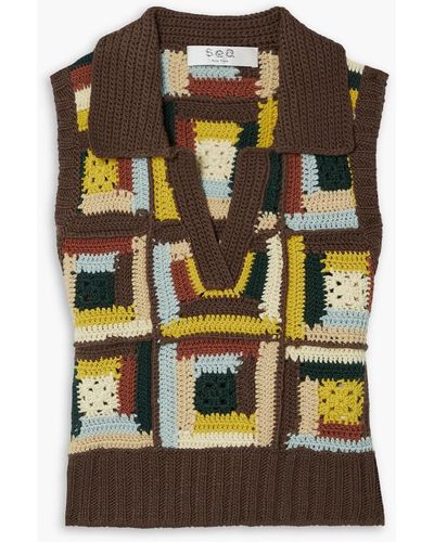 Sea Agnes Crocheted Merino Wool Vest - Multicolour