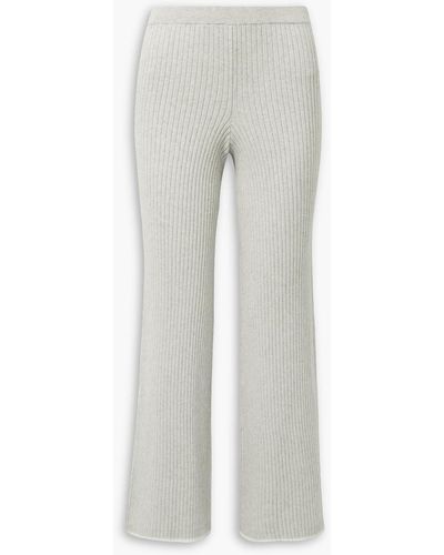 Skin Maddie Ribbed Cotton And Cashmere-blend Track Trousers - Grey