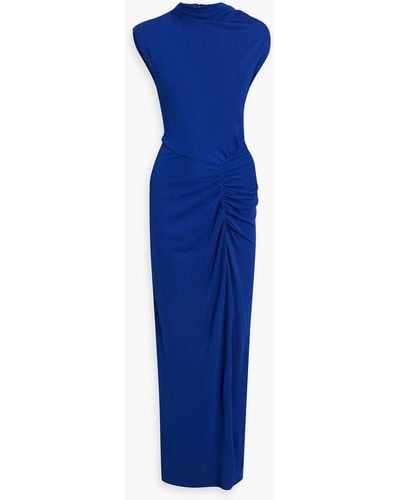 Diane von Furstenberg Apollo Ruched Jersey Maxi Dress - Blue