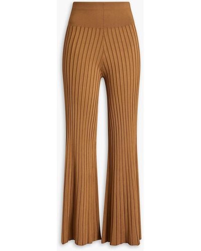A.L.C. Astrid Ribbed-knit Flared Pants - Brown