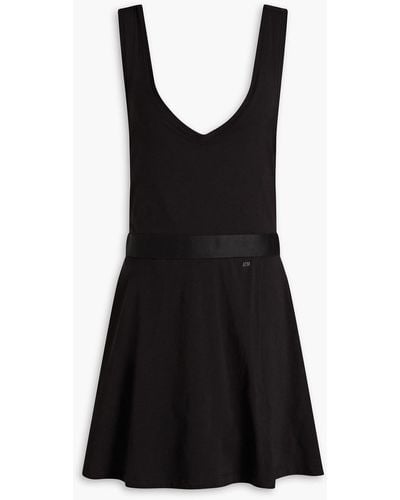 ATM Wrap-effect Printed Stretch Pima Cotton-jersey Tennis Dress - Black