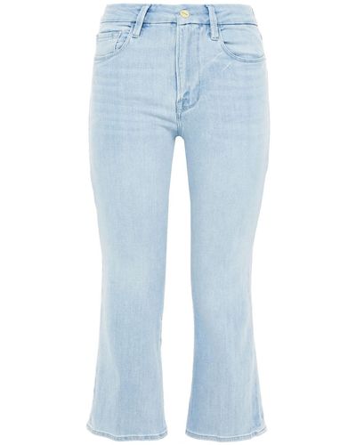 FRAME Le pixie crop mini boot hoch sitzende kick-flare-jeans in ausgewaschener optik - Blau