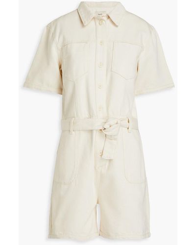 Triarchy Belted Cotton-blend Drill Playsuit - White