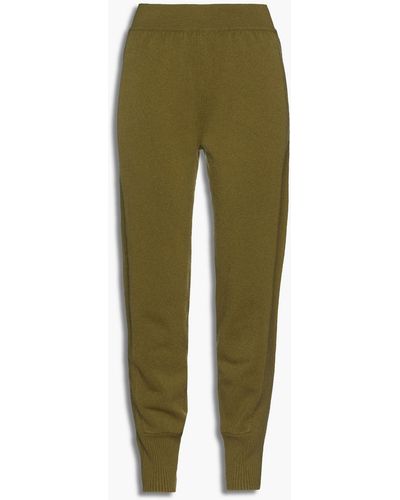 Alberta Ferretti Wool And Cashmere-blend Track Pants - Green