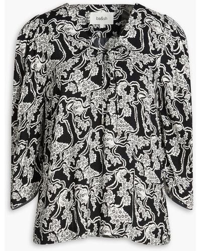 Ba&sh Ibro Gathered Printed Crepe Blouse - Black