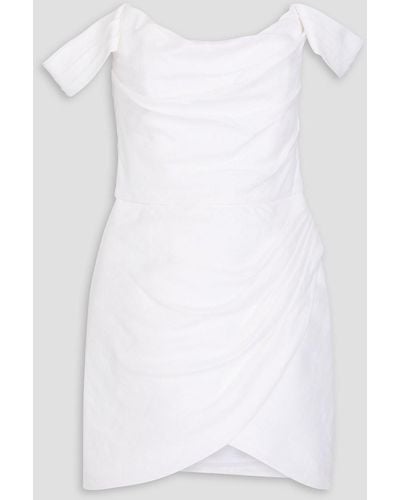 Costarellos Schulterfreies minikleid aus leinen mit drapierung - Weiß