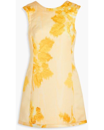 Emilia Wickstead Minikleid aus duchesse-satin mit floralem print - Gelb
