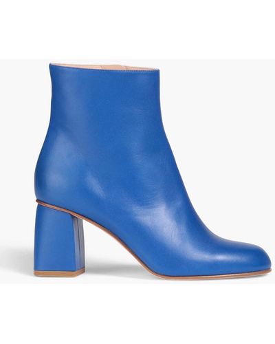 Red(V) Leather Ankle Boots - Blue