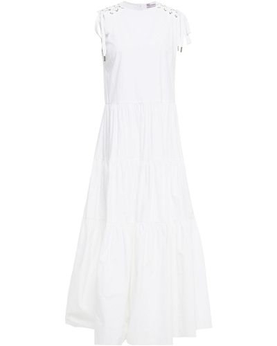 RED Valentino Lace-up Stretch-cotton Poplin Midi Dress - White