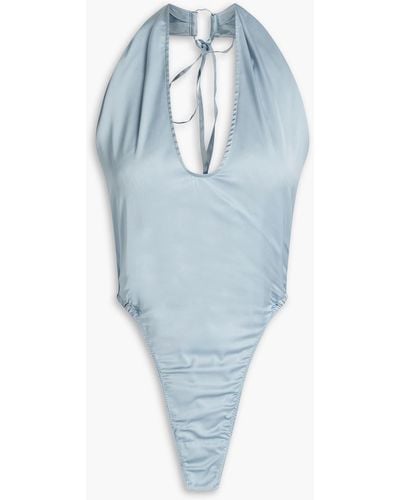 Jacquemus Le body neckholder-body aus glänzendem twill - Blau