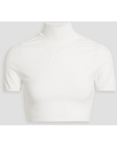 T By Alexander Wang Cropped Stretch-knit Turtleneck Top - White