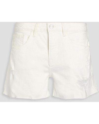 FRAME Distressed Denim Shorts - White