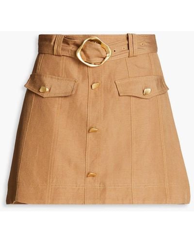 Aje. Peace Button-embellished Linen-blend Mini Skirt - Natural