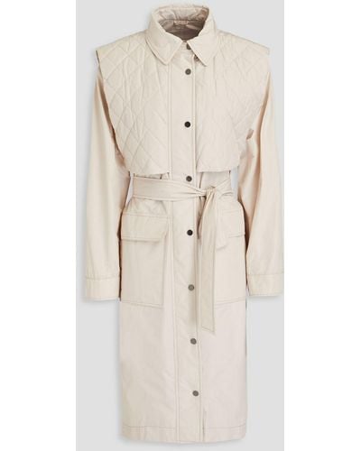 Brunello Cucinelli Bead-embellished Quilted Shell Trench Coat - Natural