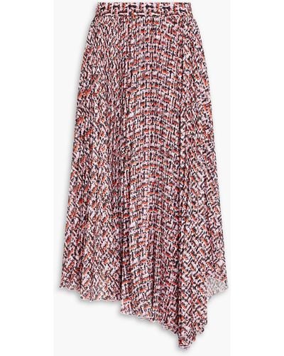Huishan Zhang Asymmetric Gathered Printed Crepe Midi Skirt
