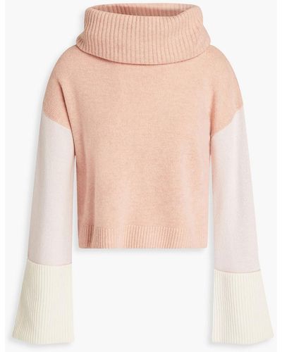 NAADAM Color-block Wool And Cashmere-blend Turtleneck Jumper - Pink