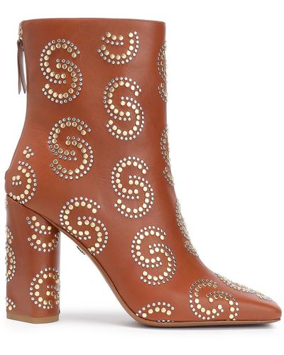 Roberto Cavalli Studded Leather Ankle Boots - Brown