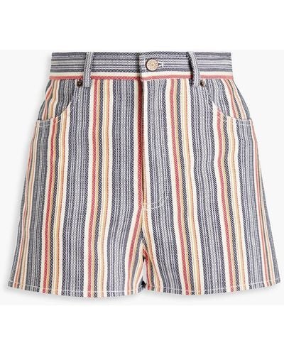 See By Chloé Striped Cotton-twill Shorts - Red