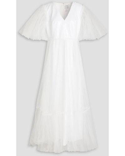 Huishan Zhang Mehrlagiges brautkleid aus tüll mit pailletten - Weiß