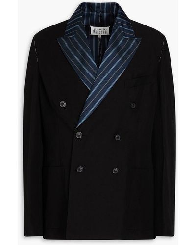 Maison Margiela Doppelreihiger blazer aus crêpe mit einsätzen aus glänzendem twill - Schwarz
