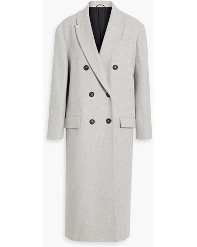 Brunello Cucinelli Double-breasted Wool And Cashmere-blend Felt Coat - White