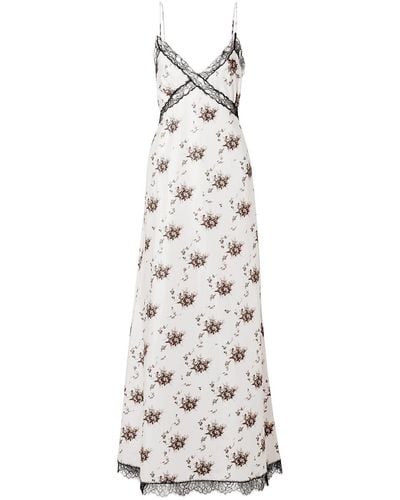 Brock Collection Onorina Lace-trimmed Floral-print Taffeta Maxi Dress - White