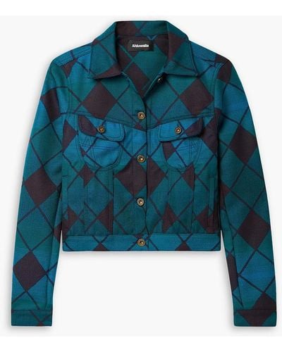 Ahluwalia Cropped Merino Wool-jacquard Jacket - Blue