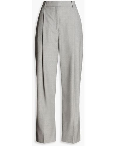 Victoria Beckham Pleated Wool Wide-leg Trousers - Grey